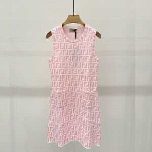 Fendi pink knitted short-sleeved dress